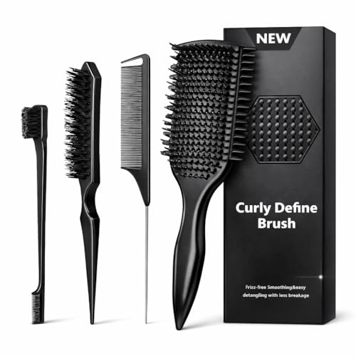 FJMYRXY 4-in-1 Detangler Brush Set for Curly Hair - Lightweight & Vented