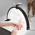Small nail lamp for desk, half moon light for nail desk with Touch Control, Portable half moon nail lamp with Phone Holder (Black)