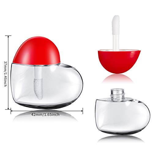 Boao 30 Pieces Valentine Heart Lip Gloss Tube Empty Funny Mini Plastic Lip Gloss Containers with 4 Pieces Plastic Funnels Valentine's Day Gifts for Women Girls DIY Cosmetics, 5 ml