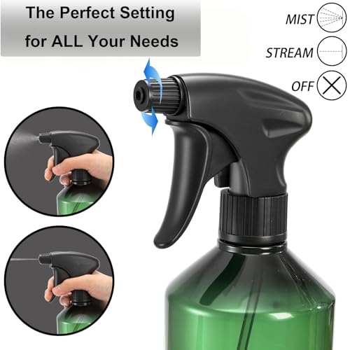 Bekith 6 Pack 360¡Æ Plastic Spray Bottles, 17oz/510ml Empty Refillable Containers, Upside Down Fine Mist Spray Bottle with Adjustable Nozzle for Cleaning, Cooking, Hair, Plant