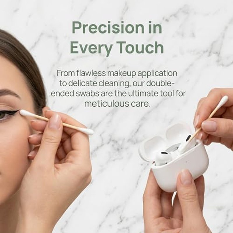100 Eco-Friendly Cotton Swabs with Wooden Sticks for Personal Care