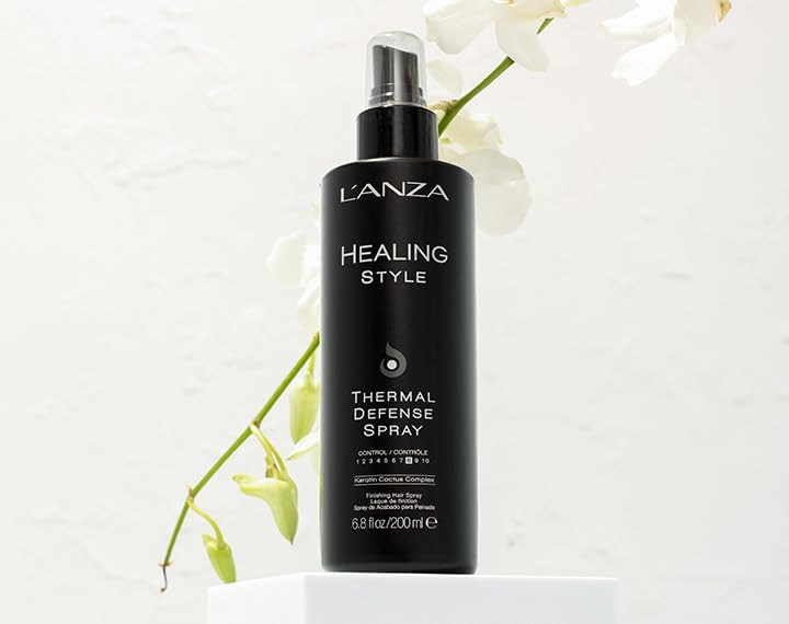 L'ANZA Healing Style Thermal Defense Spray with Strong Hold Effect - Eliminates Frizz, Detangles and Boosts Hair´s Shine, With UV and Heat Protection to prevent sun and styling damage (6.8 Fl Oz)