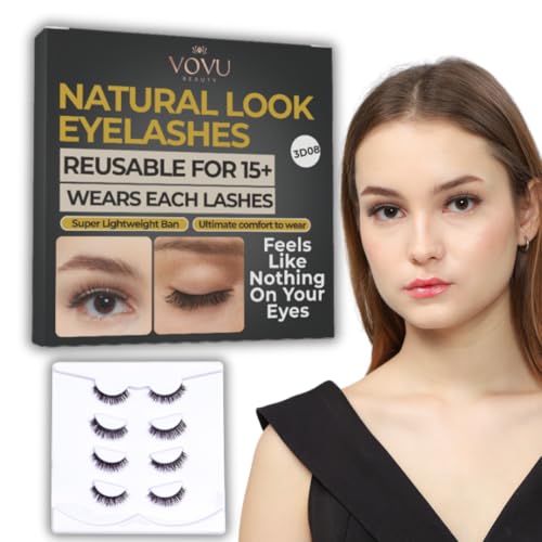 False Eyelashes 3D08 - Lightweight Reusable Lashes, 15+ Wears