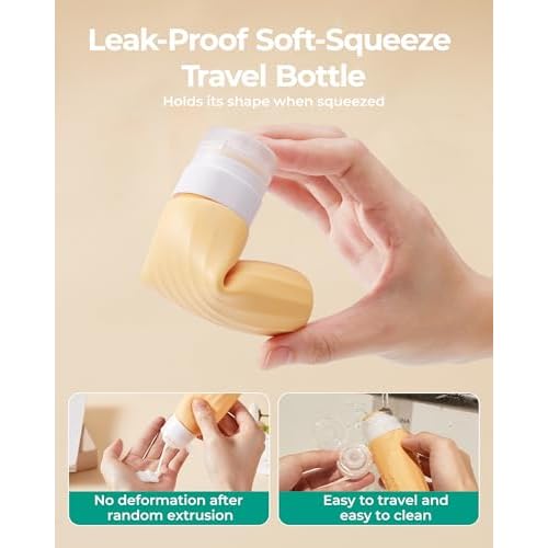 BAGSMART 18 Pack TSA Approved Travel Bottles for Toiletries, Leak Proof Silicone Travel Size Containers Bottles for Shampoo, Purple