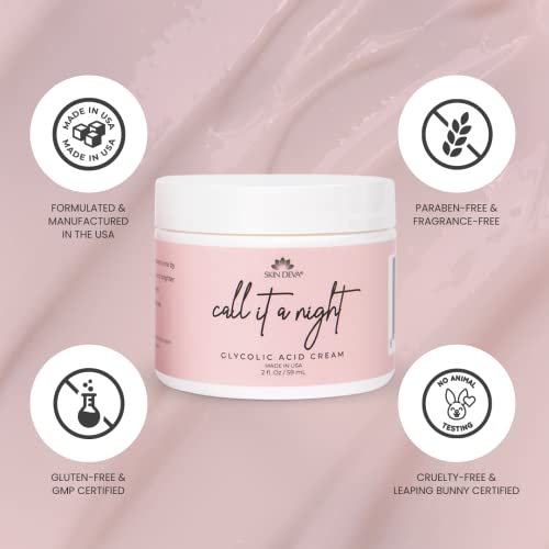 SKIN DEVA Glycolic Acid Night Cream, Exfoliating Face Cream with Kojic Acid, Niacinamide & Retinol, Helps Improve Skin Texture, Brighten Appearance & Minimize the Look of Pores ? 2 oz