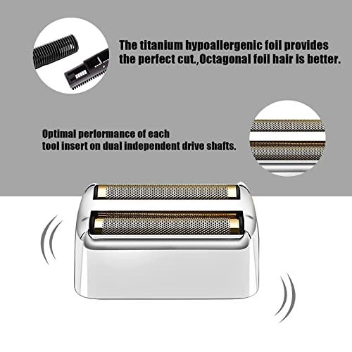 Replacement Foil and Cutters Compatible with BaBylissPRO Double Foil Shaver, Replacement Foil Compatible with BaBylissPRO FXFS2 Shaver,2 PACK (Silver)