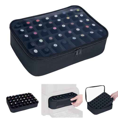 Small Clear Nail Polish Organizer Holds 40 bottles(15ml-0.5fl.oz) Nail Polish Case Multifunctional Nail Polish Bag organizer, Cosmetic Travel Makeup Bags for Women Black
