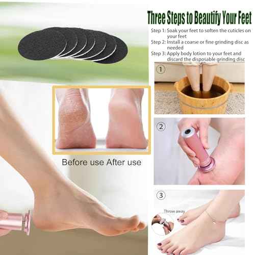 Darmave¢â Electric Foot Callus Remover, Smooth Pedicure Wand with 60 Sanding Pads, Foot Scrubber File, Pedicure Tools for Feet, Heel Scraper for Cracked Heels