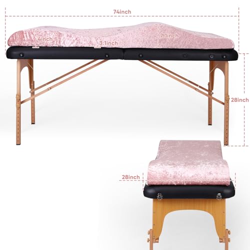 Crushed Velvet Curved Lash Bed Topper Cover ? Shiny Massage Topper Cover Ultra-Soft for Lash Extensions & Spa Treatment Comfort