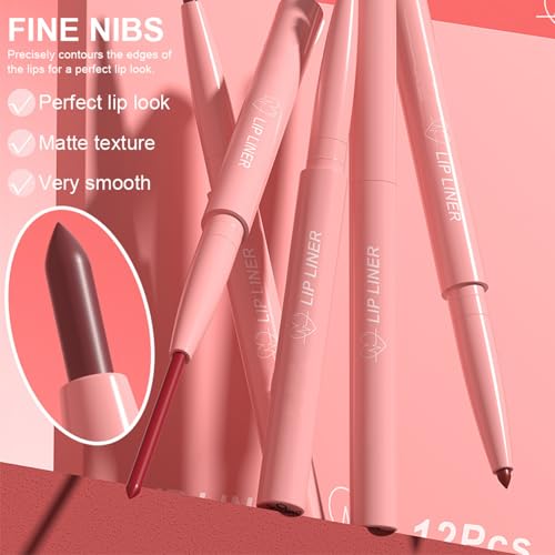 Baorder 12 Color Matte Lip Liner Pencil Set Waterproof
