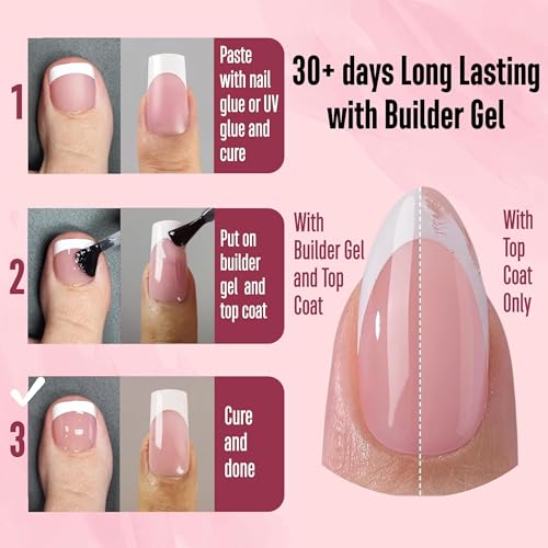 NOVO OVO French Tip Press-On Nail Set - BERRY PINK, 360 pcs