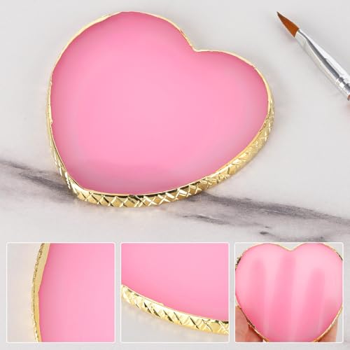 Tbestmax 4-Pack Heart Pink & White Nail Art Mixing Palettes Resin Makeup Plates