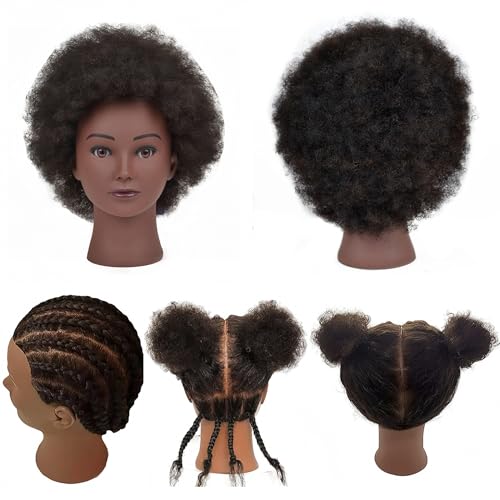 Afro Mannequin Head 4C Human Hair 8" Curly - Braiding Practice