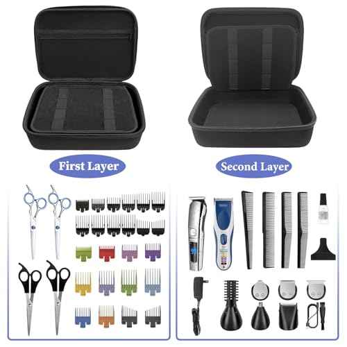 Hard Clipper Case for Barbers, Hair Clippers Travel Case for Hatteker/Oneisal/Wahl 5star/Andis Razor Guard Grooming Kits, Hair Cutting Barber Supplies Holder, Trimmer Organizer Storage Bag