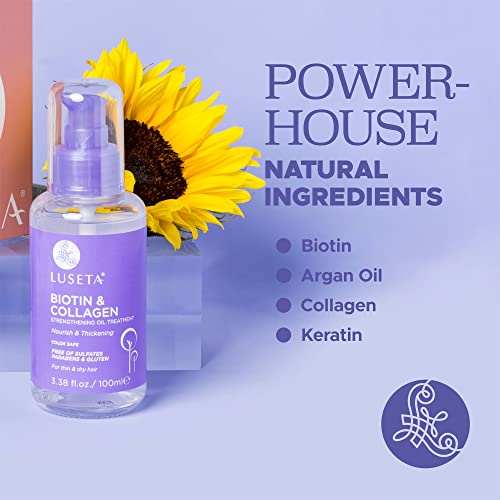 LUSETA Biotin & Collagen Hair Oil Serum for Thin Hair