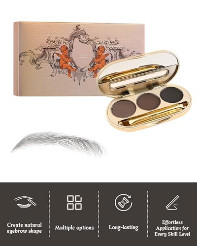 Waterproof Eyebrow Powder Kit with Brush, Razor & 10 Stencils
