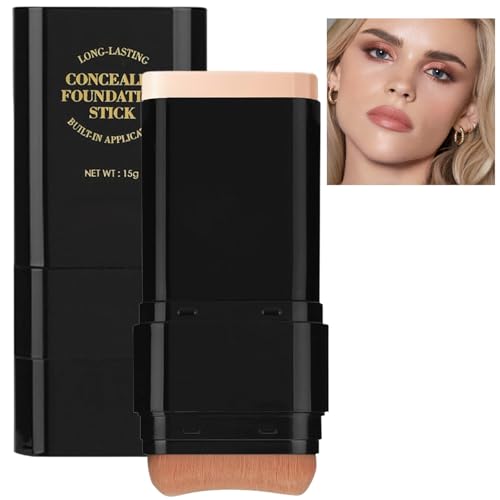 Vienflona 2-in-1 Foundation Stick with Brush - Full Coverage, Waterproof Concealer
