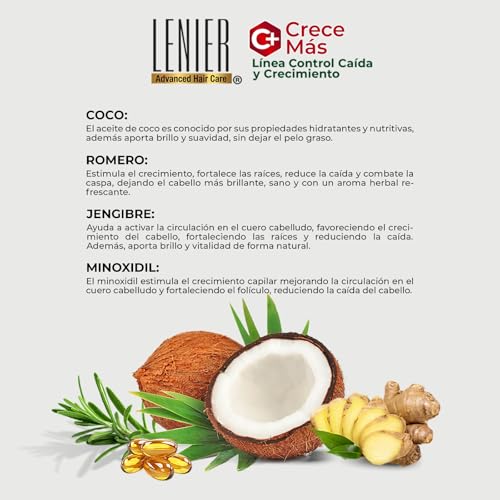 Rose Jolie Lenier Crece Más Hair Growth Bundle - Sulfate & Paraben Free Shampoo & Treatment for Thinning Hair