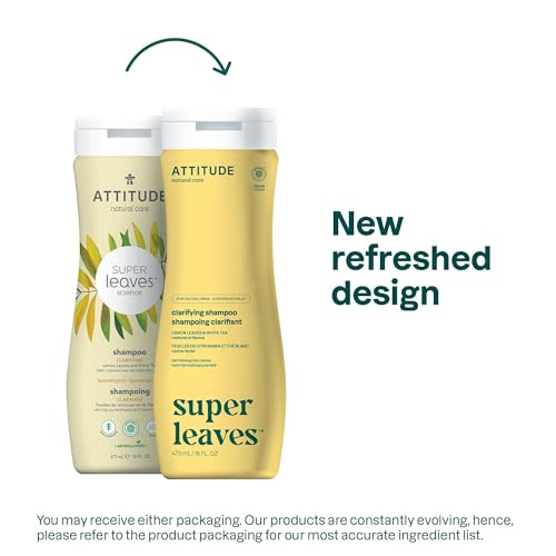 ATTITUDE Clarifying Hair Shampoo, EWG Verified, Restores Shine, Naturally Derived Ingredients, Vegan and Plant Based, Lemon Leaves and White Tea, 16 Fl Oz (Pack of 6)