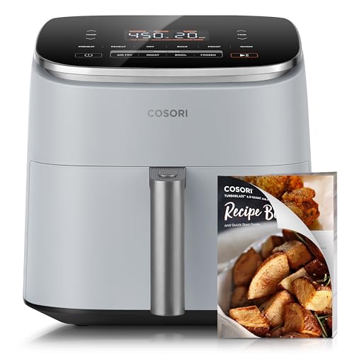 COSORI Air Fryer 9-in-1, Compact but Large 6 Qt, 5 Fast Fan Speeds with 450F for Ultra Crsipy, 95% Less Oil, 100+ In-App Recipes, Roast, Bake, Dehydrate, Reheat, Broil, Proof, Light Gray