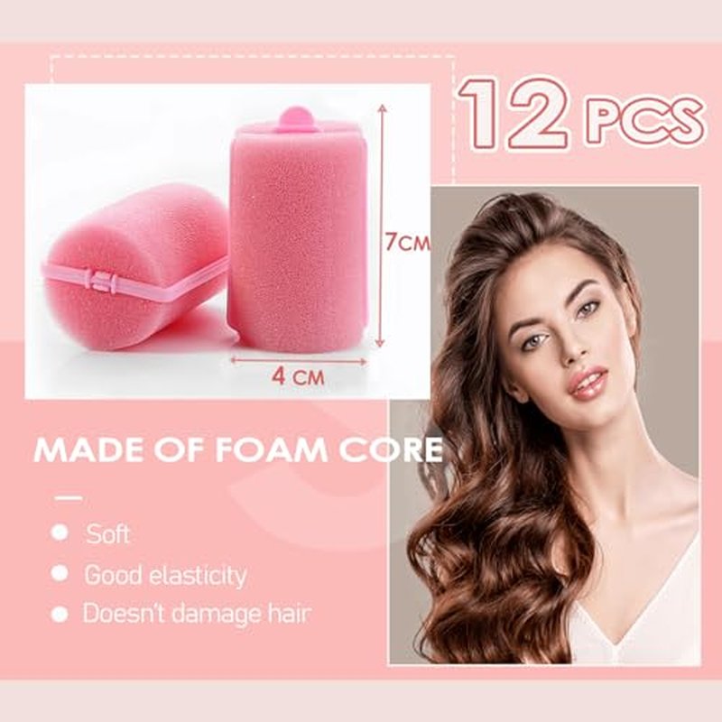 AHSNYLC 12PCS Soft Sleep Hair Rollers - Heatless Foam Curlers