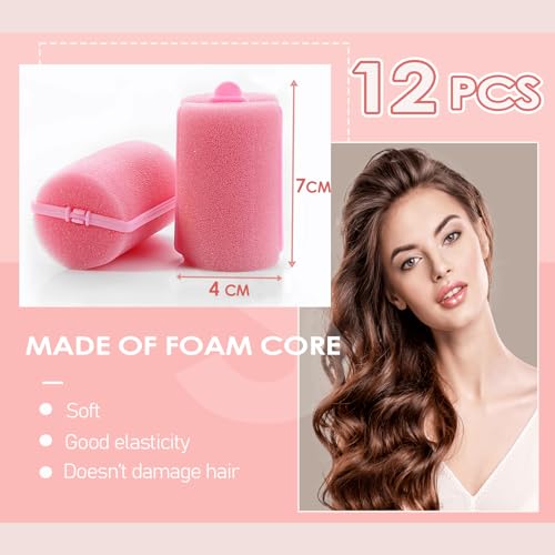 Satin Foam Hair Curlers 12PCS - Soft, Flexible, Sleep & Travel-Friendly Styling