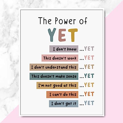 The Power of Yet Print Therapy Office Decor Poster Kids Room Wall Decor Boho Classroom Growth Mindset Mental Health Poster Classroom Decor School Counselor Power of Now Unframed (11x14 inches)