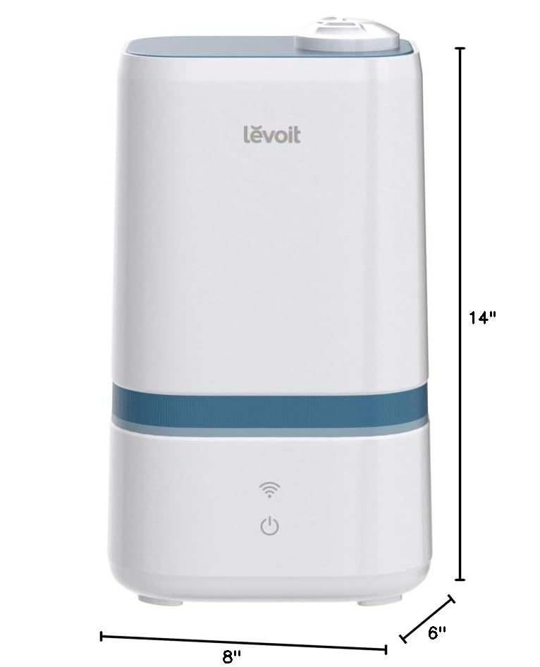 LEVOIT 4L Smart Cool Mist Humidifier for Home Bedroom with Essential Oils, Customize Humidity for Baby & Plants, APP & Voice Control, Schedule, Timer, Last up to 40Hrs, Whisper Quiet, Handle Design