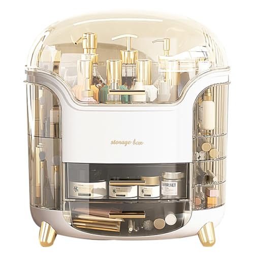 Large Makeup Organizer with Clear Acrylic Cover & 3-Layer Storage
