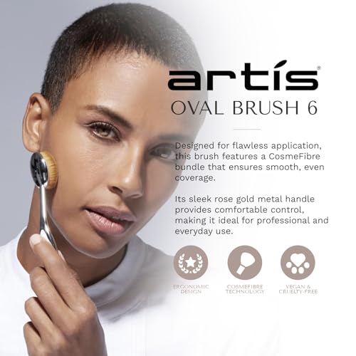 Artis Elite Oval 6 Brush | Oval Makeup Brush | Luxury Synthetic Foundation Brush | Ideal For Foundation, SPF, Skincare | Use With Liquids, Powders, and Creams | Creates Airbrush Finish