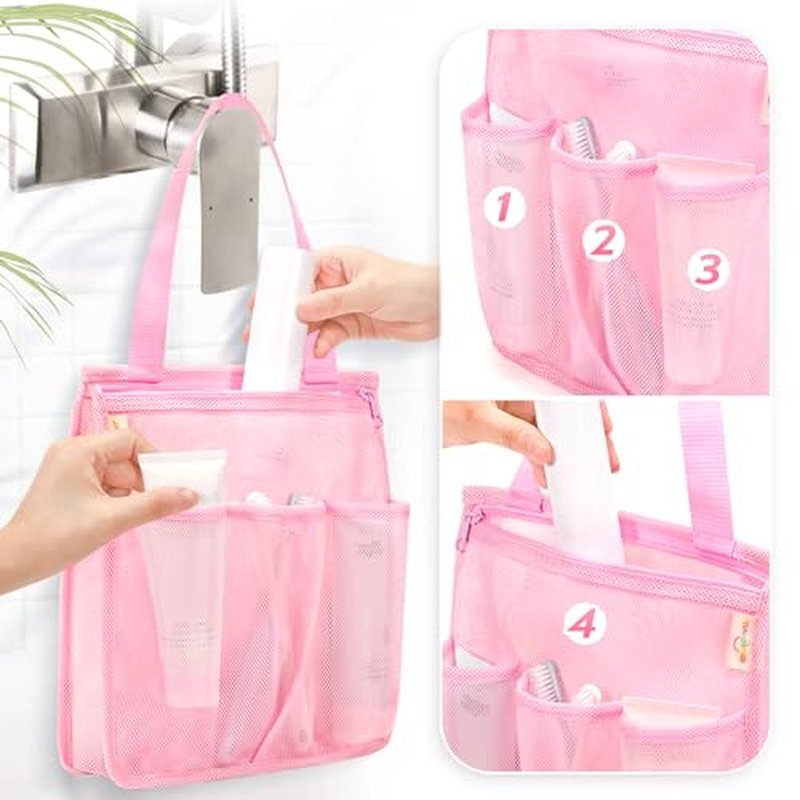 Mesh Shower Caddy Portable - Pink Gym Bag for Travel
