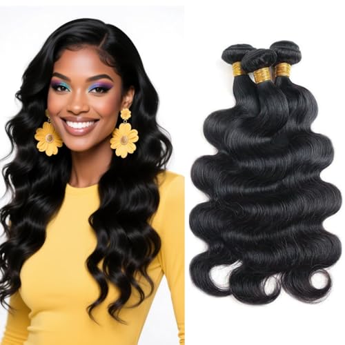 26-30 Inch Body Wave Human Hair Bundles #1B Black