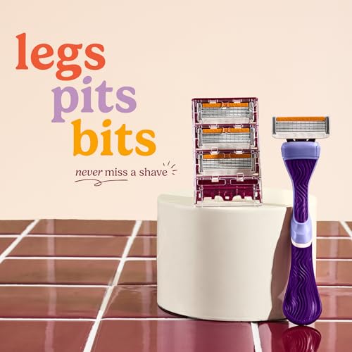 Women's 6 Blade Razor Set with Purple Grip Handle & Shower Hanger