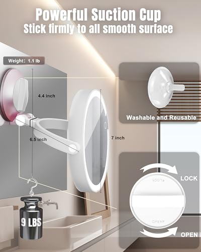 VPU 15X Magnifying Makeup Mirror with Lights, Rechargeable