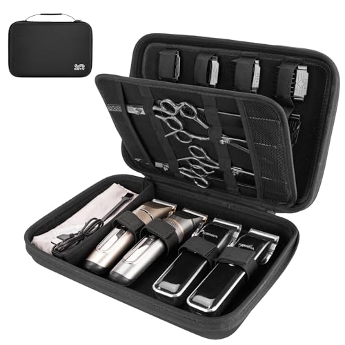 SMYV Barber Bags for Clippers and Supplies, Sturdy Clipper Storage Case for Barber Accessories, Hair Trimmer Organizer for Men Razor Guard Grooming Kits (Case Only)
