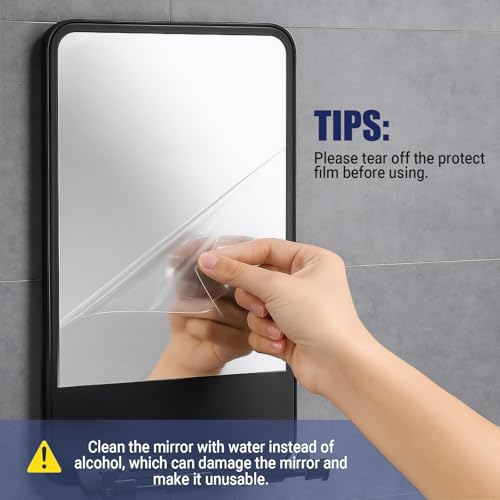Fogless Shower Mirror with Razor Holder, No-Drill Anti-Fog Shaving Mirror