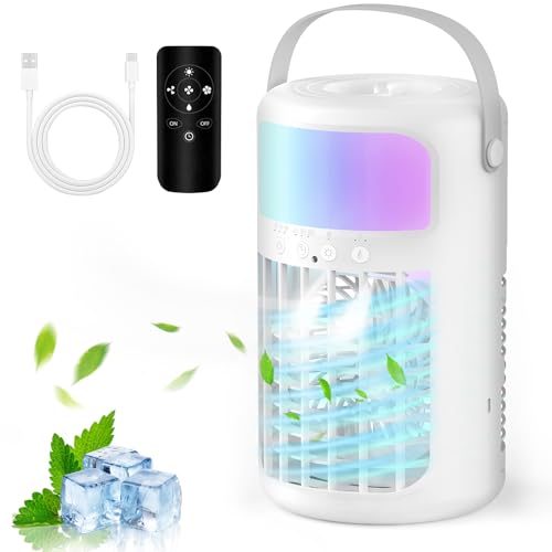 Portable Evaporative Air Cooler, 1500ML Tank, USB-C, Remote