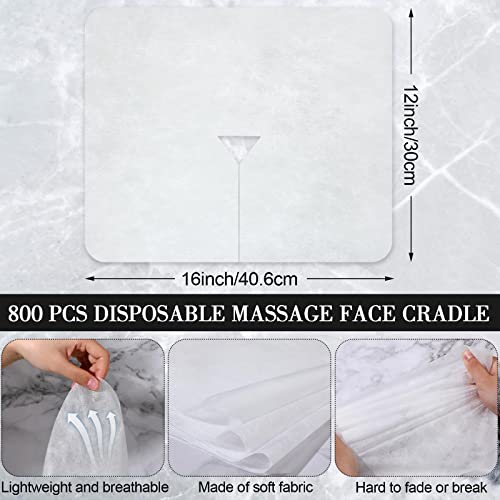 Oudain 800 Pcs Disposable Face Cradle Covers, Non-sticking Massage Face Cradle Headrest Cover for Massage Table Chairs Fitted for 16 x 12 Inches