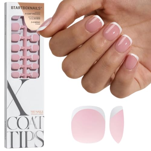 BTARTBOXNAILS White French Tip Press On Nails XXS Squoval