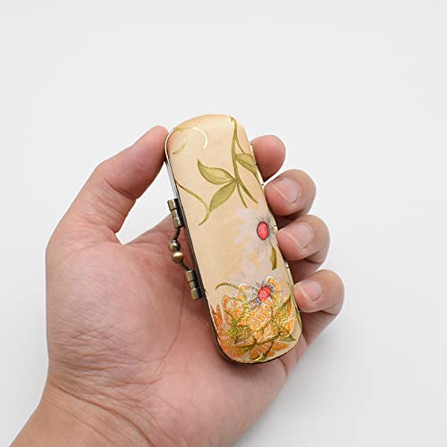 Floral Lipstick Case with Mirror - Yellow