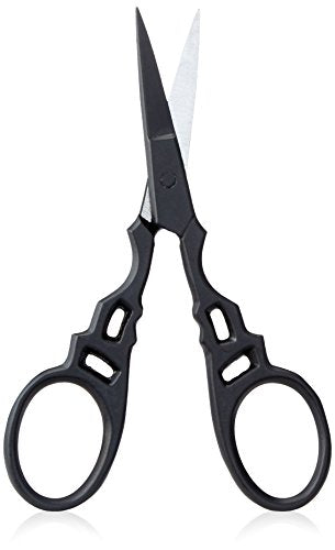 The BrowGal – Professional Eyebrow Grooming Scissors - Hand-made Quality Fine Curved Blade for Eyebrow, Eyelash Extensions - Stainless Steel, Large Finger Loops - for Men and Women use – Black