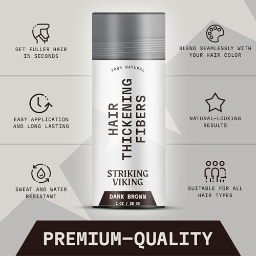 Striking Viking Hair Fibers Dark Brown 28g - Hair Thickening Powder