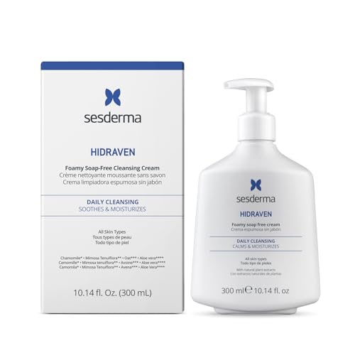 Sesderma HIDRAVEN Foamy Soap-Free Cream, Gentle Cleanser for Delicate Skin with Natural Plant Extracts, 10.2 fl oz