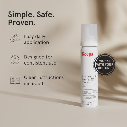 Keeps Minoxidil Foam 5% for Men - 3-Month Hair Regrowth Treatment, Thicker Fuller Hair Support