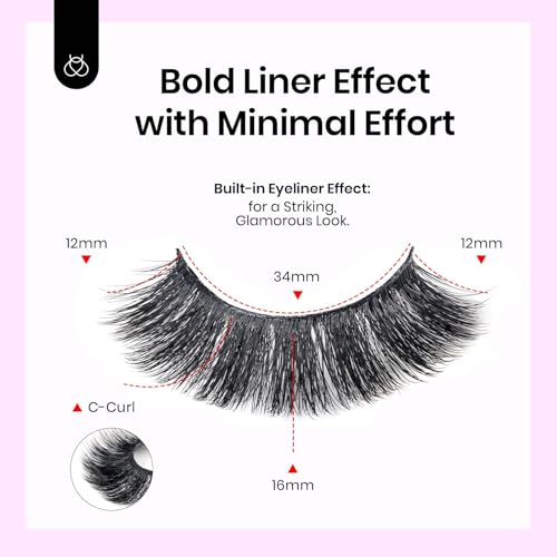 Beetles False Eyelashes 7 Pairs 12-16mm C Curl 3D Strip Lashes