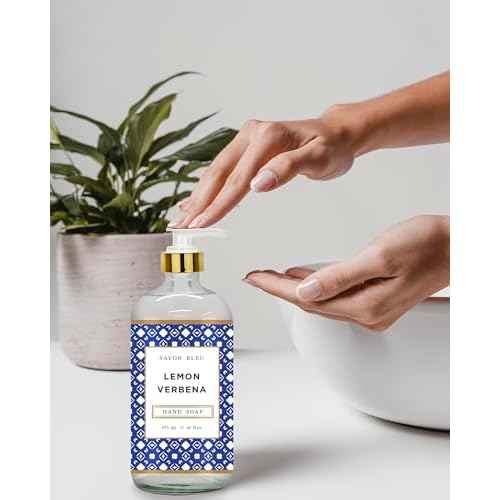 Savon Bleu Hand Soap Collection - 16oz Glass Bottles - 8 Pack - Home and Body Company - French Lavender, Cotton Blossom, Orange Blossom, Lemon Verbena