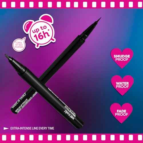 wet n wild Mega Last Breakup Proof Liquid Eyeliner - Ultra-Fine Brush, Waterproof, Long-Lasting - Cruelty-Free & Vegan - Ultra Black