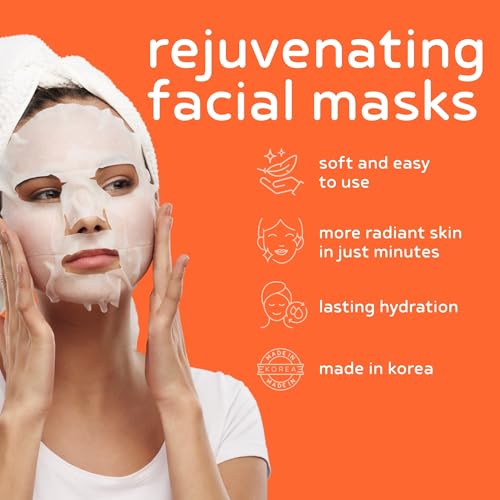 PB & JAY Purenature Facial Mask ? Premium Quality Korean Sheet Mask for Dull Skin ? Korean Collagen Essence Radiance-Reviving Facemask Sheet (Vitamin C)