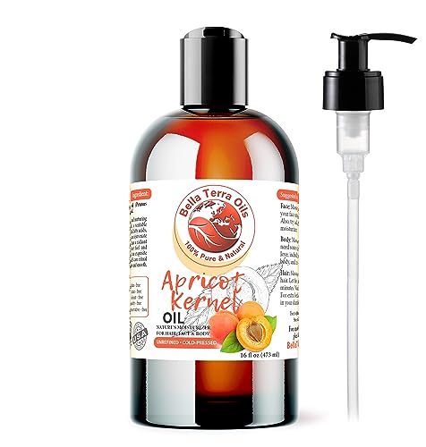 Bella Terra Oils - Organic Apricot Kernel Oil 16 oz - Cold-Pressed Nutritional Wonder, Packed with Antioxidants, Ideal Carrier Oils for Essential Oil Blends