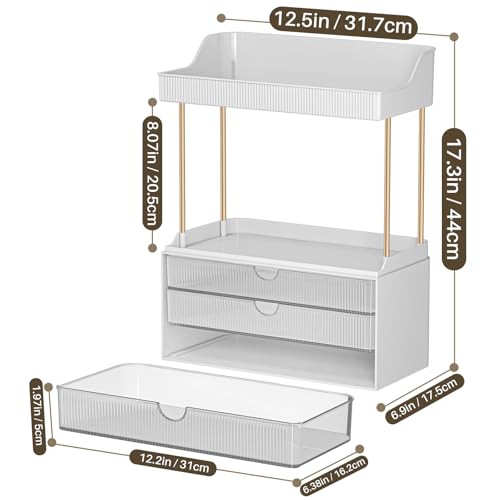 Clear Acrylic Makeup Organizer - 3 Drawer 2-Shelf Storage